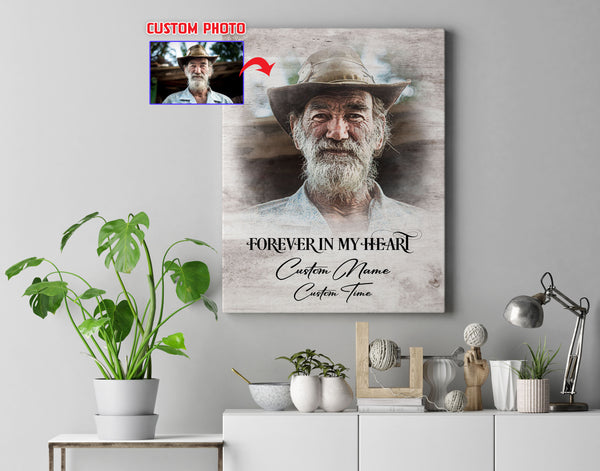 Personalized Memorial Canvas for Loss of Loved One Father Brother Deepest Keepsake Forever in My Heart VTQ57