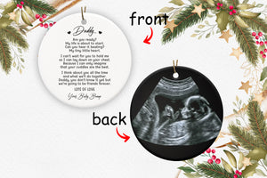 New Dad Ornament - Dear Daddy Are You Ready 2 Sided Custom Sonogram Circle Ornament Gift for Expecting Dad Pregnancy Reveal Daddy To Be New Baby Christmas Present from Baby Xmas - JOR50