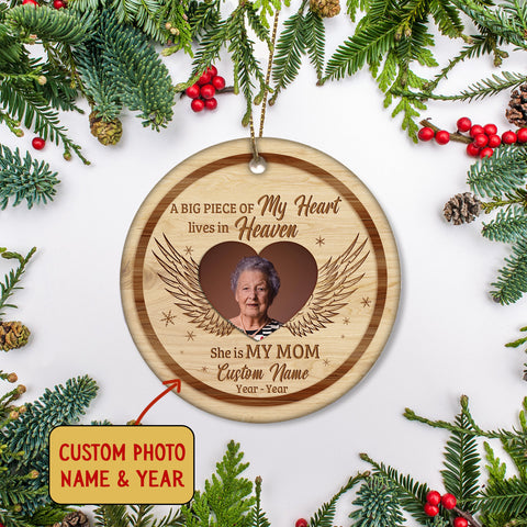 Mom Memorial Ornament - In Loving Memory of Mom, Christmas in Heaven, Christmas Remembrance Home Decor, Memorial Gift for Loss of Mother| NOM101