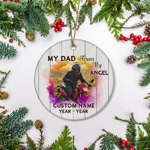 Personalized Motorcycle Christmas Ornament Dad In Heaven Bereavement Memorial Gift For Loss Of Biker ODT72