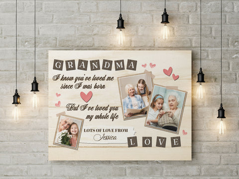 Personalized Grandma Canvas Happy Mothers Day Custom Photo Collage, Mother's Day Gift for Grandmother N2536