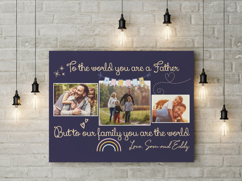 Personalized Canvas Dad Is The World| Father's Day Gift for Dad, Father, Husband, Dad Birthday, Dad Christmas| JC875