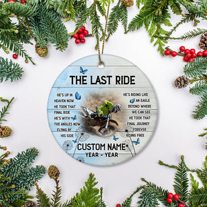 Last Ride In Heaven Personalized Memorial Ornament Christmas Sympathy Gift For Loss Of Biker Dad ODT26