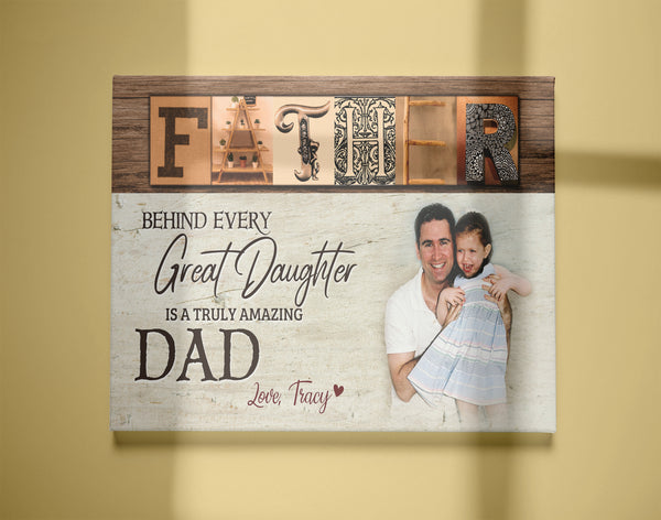 Father & Daughter Personalized Canvas Fathers Day Gift for Daddy Amazing Dad Custom Birthday Christmas| N2549