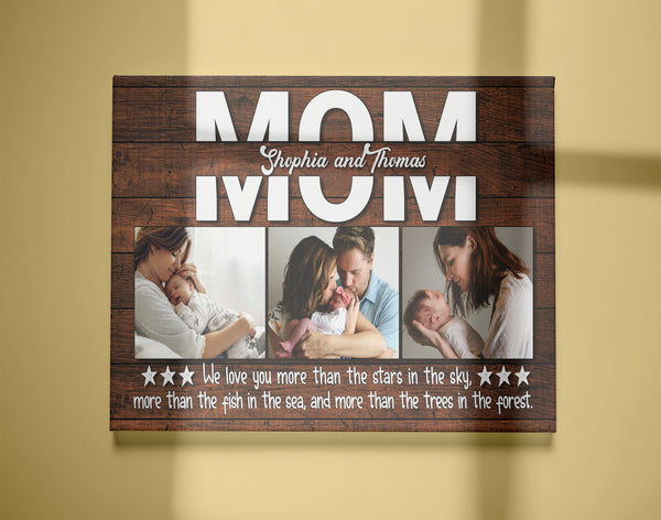 Personalized MOM Canvas| Custom Mom Photo Collage| Mom Gift, Gift for Her on Mothers Day Christmas| JC831