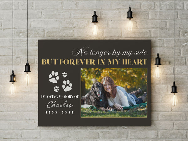 Dog Memorial Canvas| No Longer By My Side - Custom Dog Memorial Gift, Sympathy Gift for Loss of Dog| JCD801