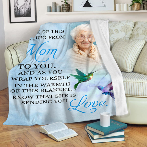 Mom Memorial Blanket Hummingbird, Personalized Memorial Gift for Loss of Mother Sympathy Blanket N2760