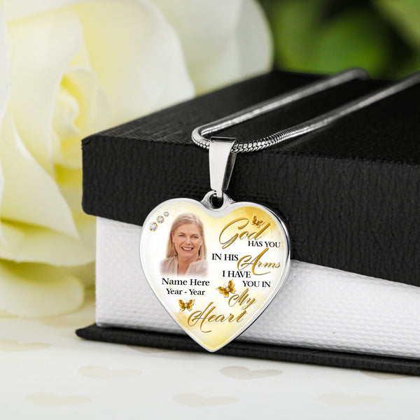 Custom memorial necklace| Butterfly bereavement jewelry with picture| Keepsake gift for loss NNT35