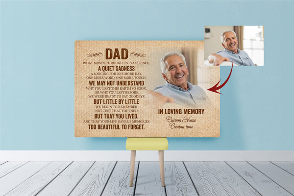 Dad Memorial Personalized Canvas, Dad Remembrance Father's Day in Heaven Sympathy Gift Loss of Father| N2592