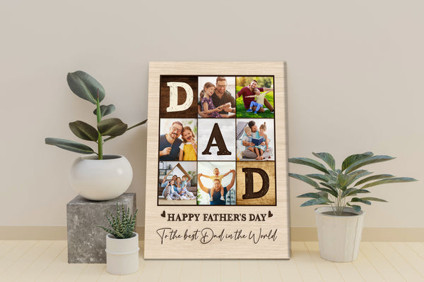 Dad Personalized Canvas Happy Fathers Day Custom Photo Collage Fathers Day Gift Keepsake for Daddy| N2607