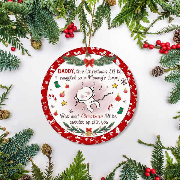 Dad to Be Christmas Ornament - Cute Ornament Gift for New Dad, Expecting Father on Christmas Baby Reveal Pregnancy Announcement| NOM139