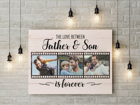 Father & Son Personalized Canvas Custom Photo Collage Father's Day Gift for Best Dad Birthday Christmas N2559