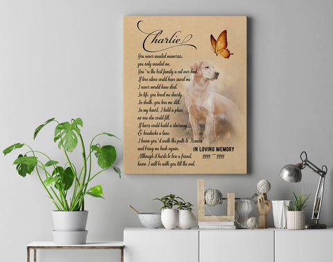 Dog Memorial Canvas| In Loving Memory Dog Memorial Gift Sympathy Gift for Loss of Dog Pet Memorial Gift JCD812