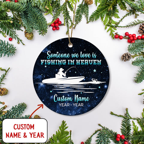 Fishing in Heaven Memorial Ornament, Christmas in Heaven, In Memory Home Decor for Loss of Fisherman Dad, Husband, Brother, Uncle| NOM109