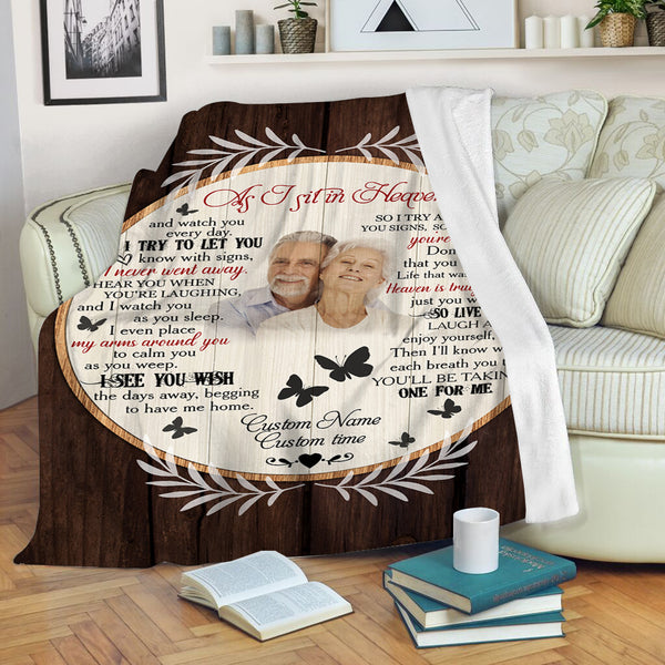 As I Sit In Heaven - Personalized Memorial Blanket| Remembrance Blanket, Sympathy Blanket| T1080