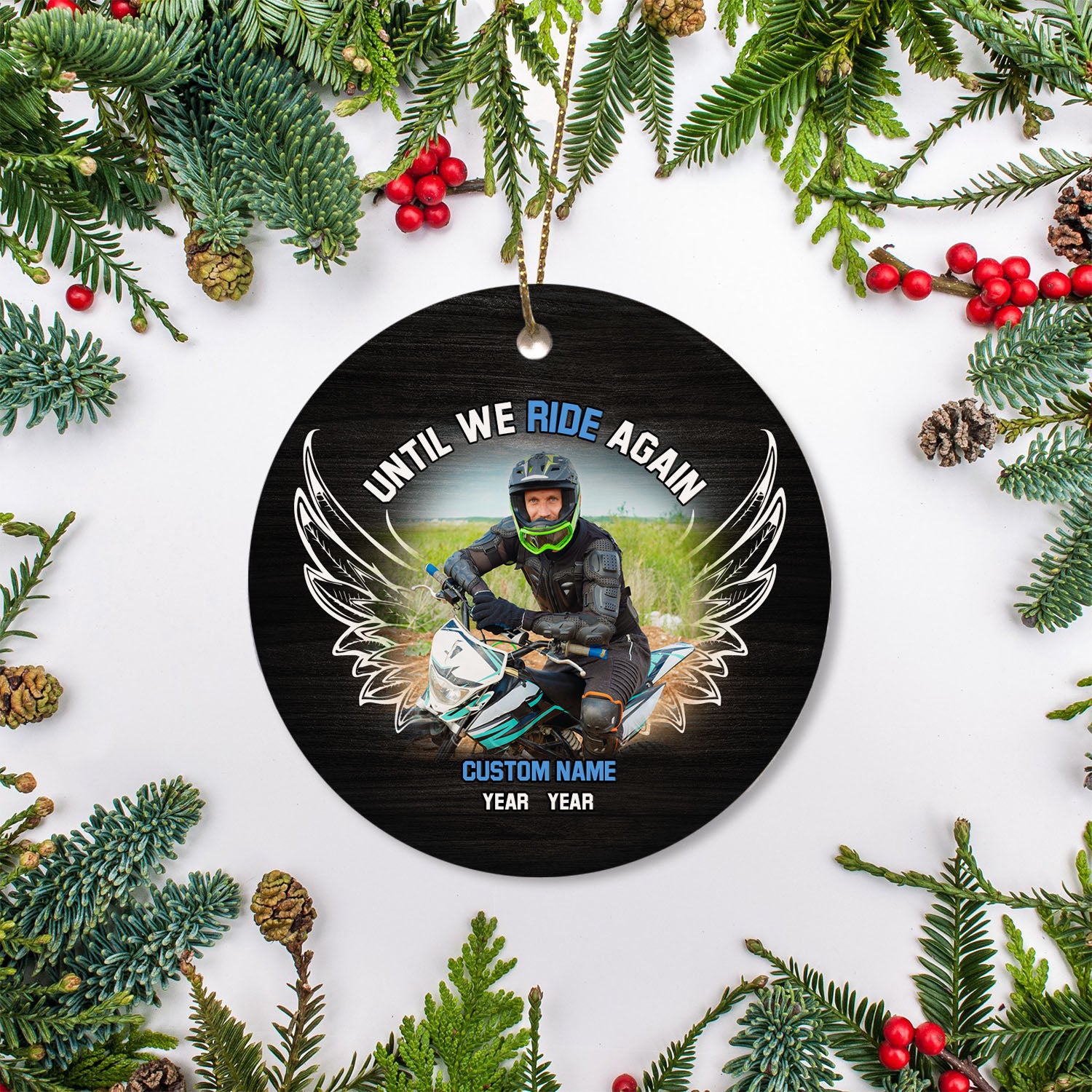 Personalized Motorcycle Memorial Ornament Christmas In Heaven Memorial Gift For Loss Of Biker Dad ODT22