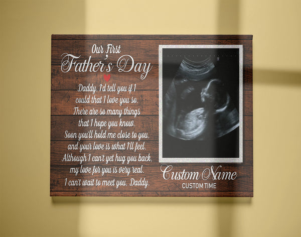 Personalized Canvas First Father's Day Gift for Husband, New Dad, Expecting Dad, 1st Time Dad Gift JC218