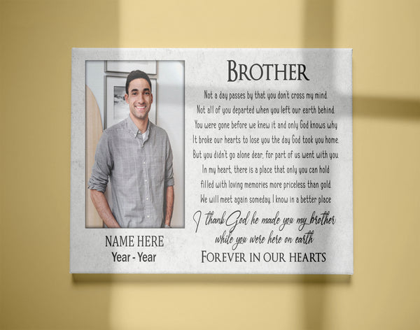 Loss Of Brother Canvas| Personalized Memorial Canvas| Brother Memorial Canvas, Memorial Gift, Brother Remembrance| Sympathy, Bereavement Gift, Brother in Memory| T1103