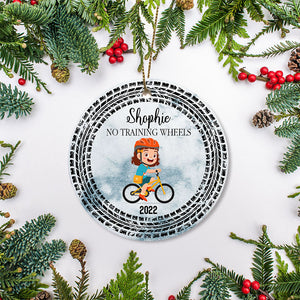 No training wheels ornament for kid, bicycle Christmas ornament, girls boys riding cycling gifts| ONT81