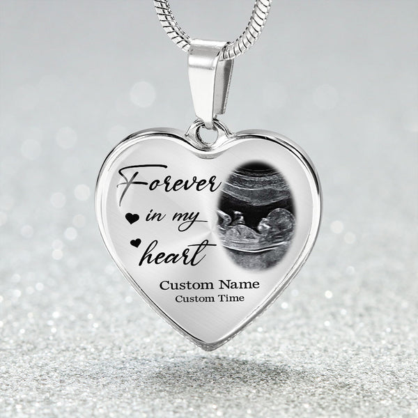 Footprints memorial necklace, Forever in my heart, baby in heaven, Miscarriage jewelry, Infant gifts NNT48