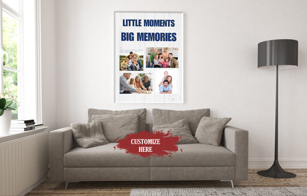 Family Photo Collage Canvas| Little Moments Big Memories Family Canvas| Custom Gift for Family on Christmas, Birthday, Thanksgiving| Home Decoration Family Wall Art Family Sign| JC726