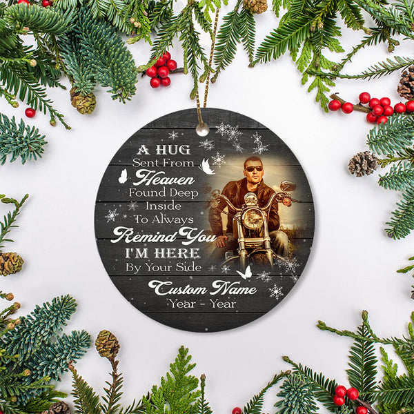 Dad Remembrance Ornament A Hug Sent From Heaven Christmas Sympathy Memorial Gift For Loss Of Biker ODT80