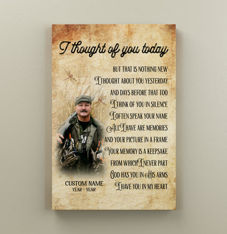 Personalized Memorial Canvas - I Thought of You Today| Memorial Sympathy Gift for Loss of Father Mother Husband Son in Heaven, Bereavement Gift| In Loving Memory Remembrance| N2422