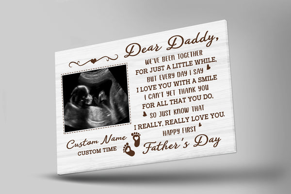 Happy First Father's Day Gift| Personalized Canvas for New Dad, Dad To Be, Expecting Father, 1st Time Dad| JC877