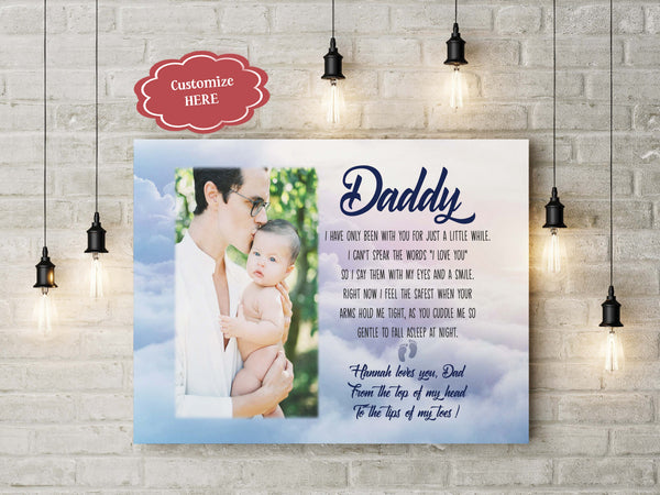 New Dad Personalized Canvas First Father's Day Gift for New Daddy 1st Time Father Gift Custom Baby Photo N2546