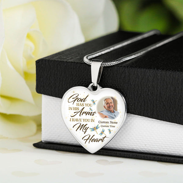 Personalized rememberance necklace with photo| I carry you in heart| Memorial jewelry gift for loss NNT24