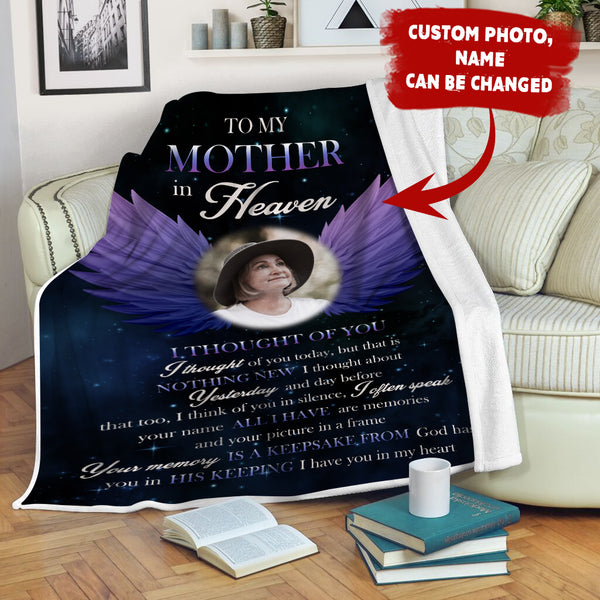 Personalized mom sympathy blanket, Remembrance gift for loss of angel mother, memorial gift BNT03