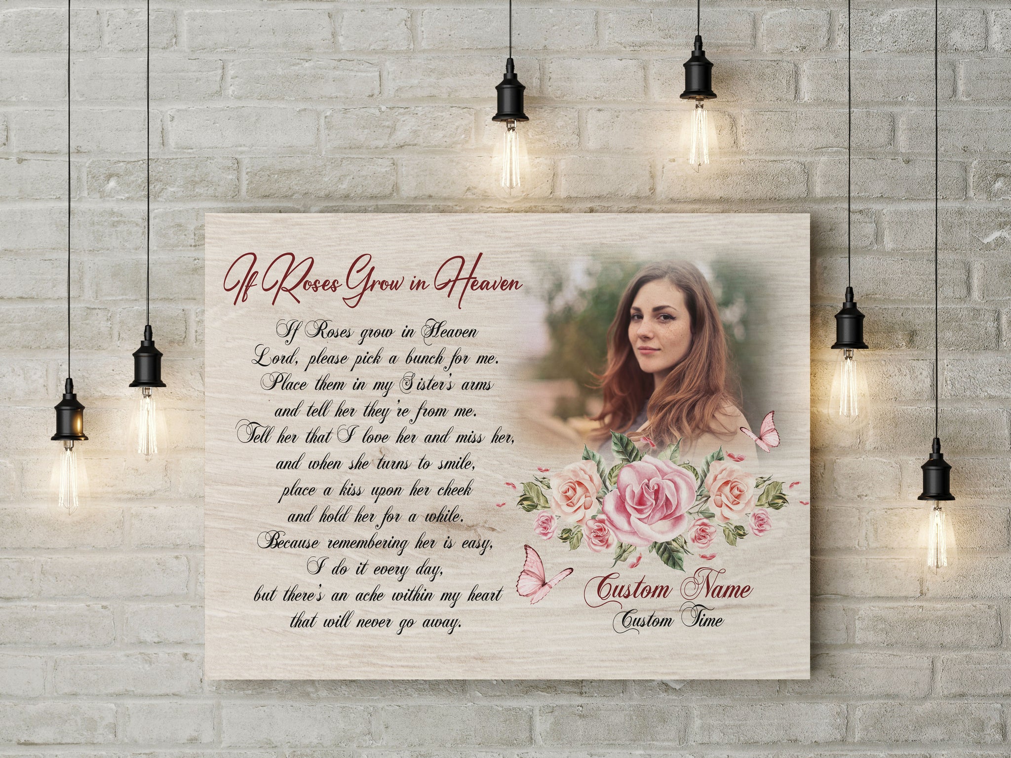 Deepest Keepsake Personalized Memorial Gifts for Loss of Loved one Sympathy Canvas Rose in Heaven VTQ47