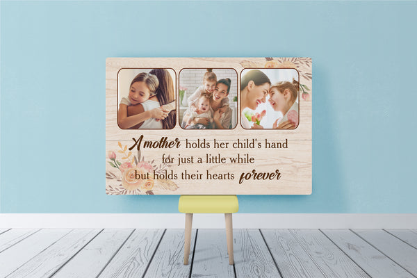 Personalized Mom Canvas| A Mother Holds Her Child's Hand Mom Photo Collage| Mom Gift for Mother's Day| JC829