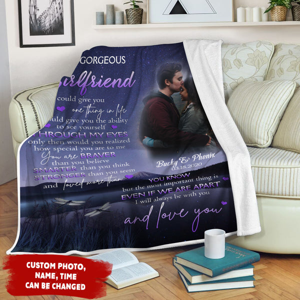 Personalized Blanket for Girlfriend| My  Gorgeous Girlfriend – I Love You| Galaxy  with Dragonfly Blanket| To My Girlfriend  Blanket| Best Valentines Gifts for Her on  Anniversary BP40 Myfihu