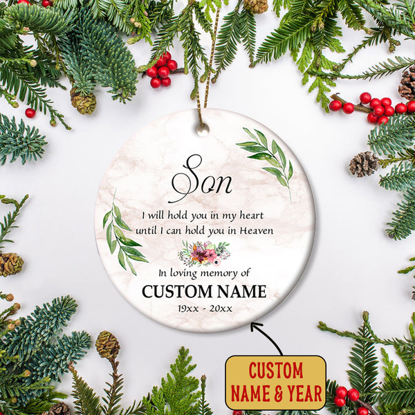 Son Remembrance Ornament| In Loving Memory of Son Personalized Christmas Memorial Ornament for Son in Heaven Angel Son Remembrance Keepsake Gift Son Bereavement Condolence Gift| JOR79