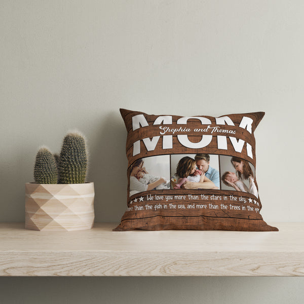 Mom Canvas| We Love You Mom Photo Pillow, Custom Mom Gift for Mother's Day, Gift for Mother| JPL29