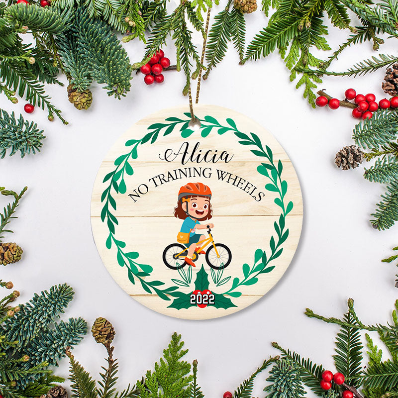 No training wheels ornament for kids, boys girls bicycle ornament, custom cycling gifts| ONT79