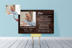 Dad Memorial Canvas| Personalized Photo| Too Beautiful to Forget| Dad Remembrance, In Heaven Father Memorial| Sympathy Gift, Memorial Gift for Loss of Father, In Memory of Dad| N2374