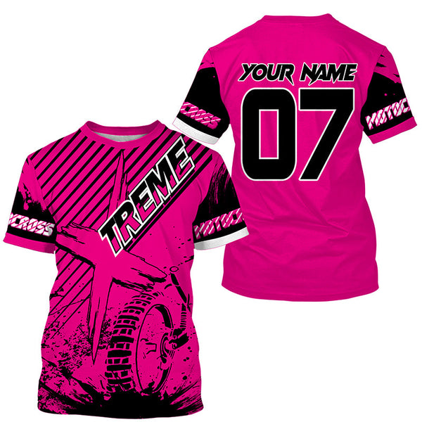 Personalized pink MX jersey UPF30+ extreme kid&adult Motocross biker girl racing shirt motorcycle PDT275