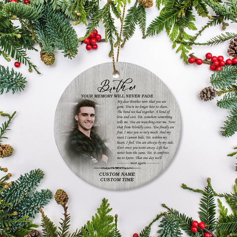 Brother Memorial Ornament - Brother in Memory, Christmas in Heaven, Brother Remembrance Home Decor, Memorial Gift for Loss of Brother| NOM185