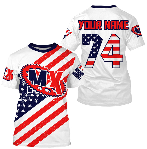 American flag custom number&name MX jersey Motocross youth men UPF30+ offroad Patriotic biker shirt PDT169