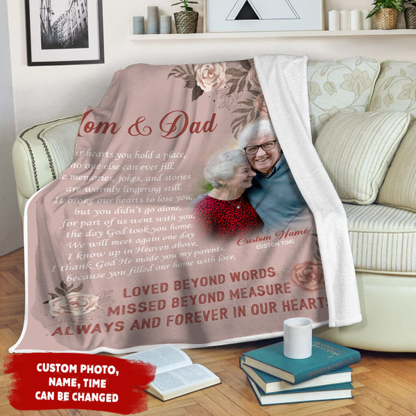 Memorial Blanket - Thank God Made You My Parents Fleece Blanket Personalized Memorial Gift Sympathy Gift for Loss of Mom & Dad, Parents Remembrance Blanket Bereavement Gift - JB275