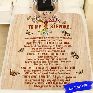 To My Stepdad Blanket - Custom Blanket for Stepfather| Thoughtful Gift for Stepfather from Stepdaughter Stepson Stepchild| Stepdad Christmas Stepdad Father's Day Stepdad Gift| JB98