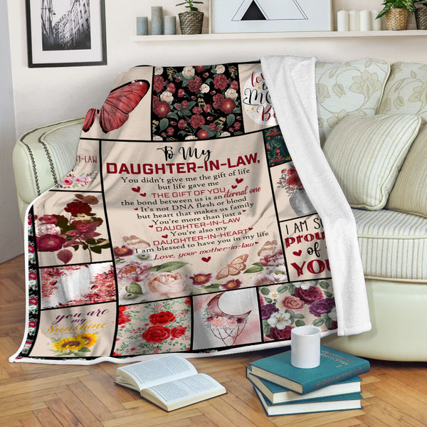 Floral Blanket To My Daughter-in-law Fleece Blanket - Thought Gift for Daughter-in-law from Mother-in-law Daughter-in-law Gift for Christmas Birthday Anniversary Wedding - JB247