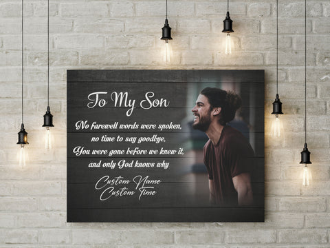 Memorial Gift for loss of loved one Personalized Canvas for loss of Son Keepsake to My Son Heaven VTQ98