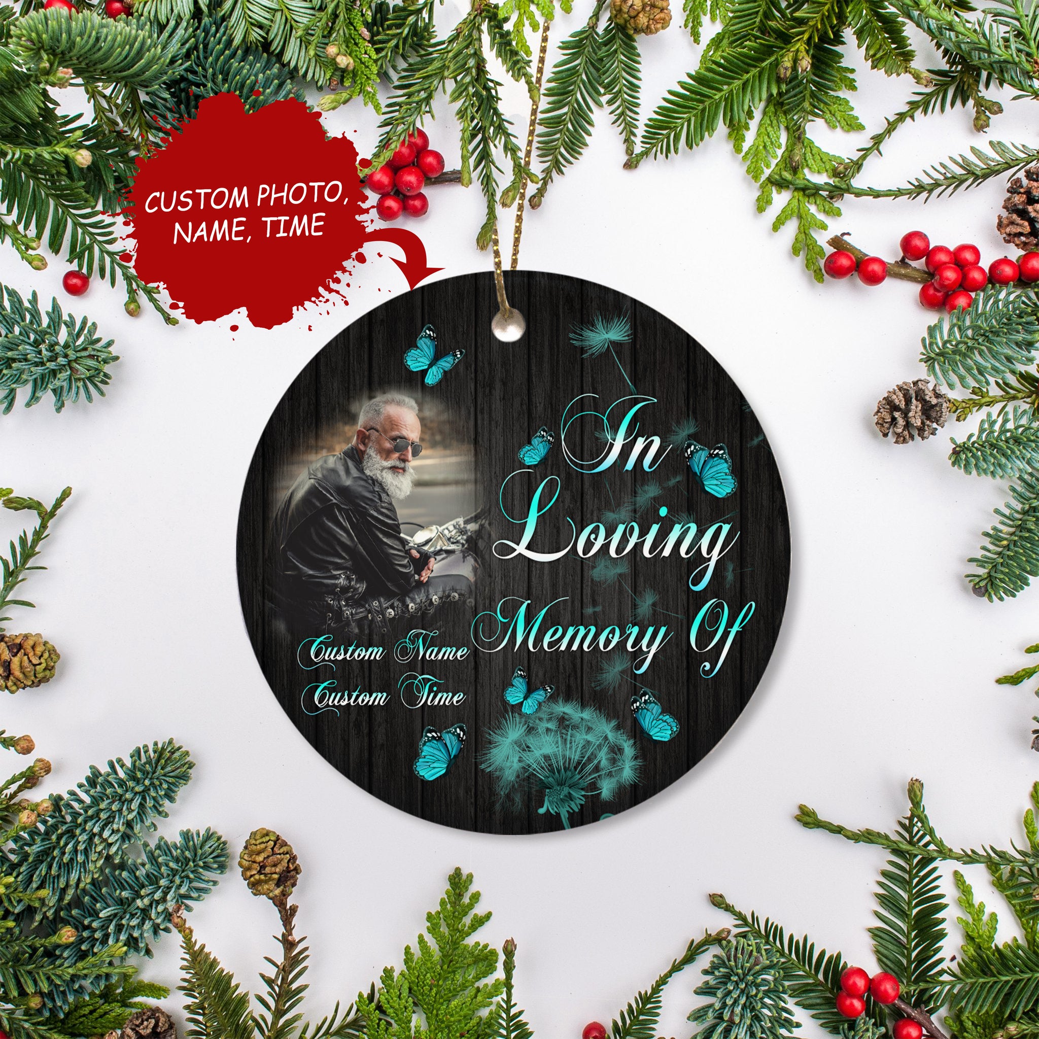 Dad Biker Memorial Ornament Remembrance Gift For Loss Of Biker Father In Memory On Christmas ODT24