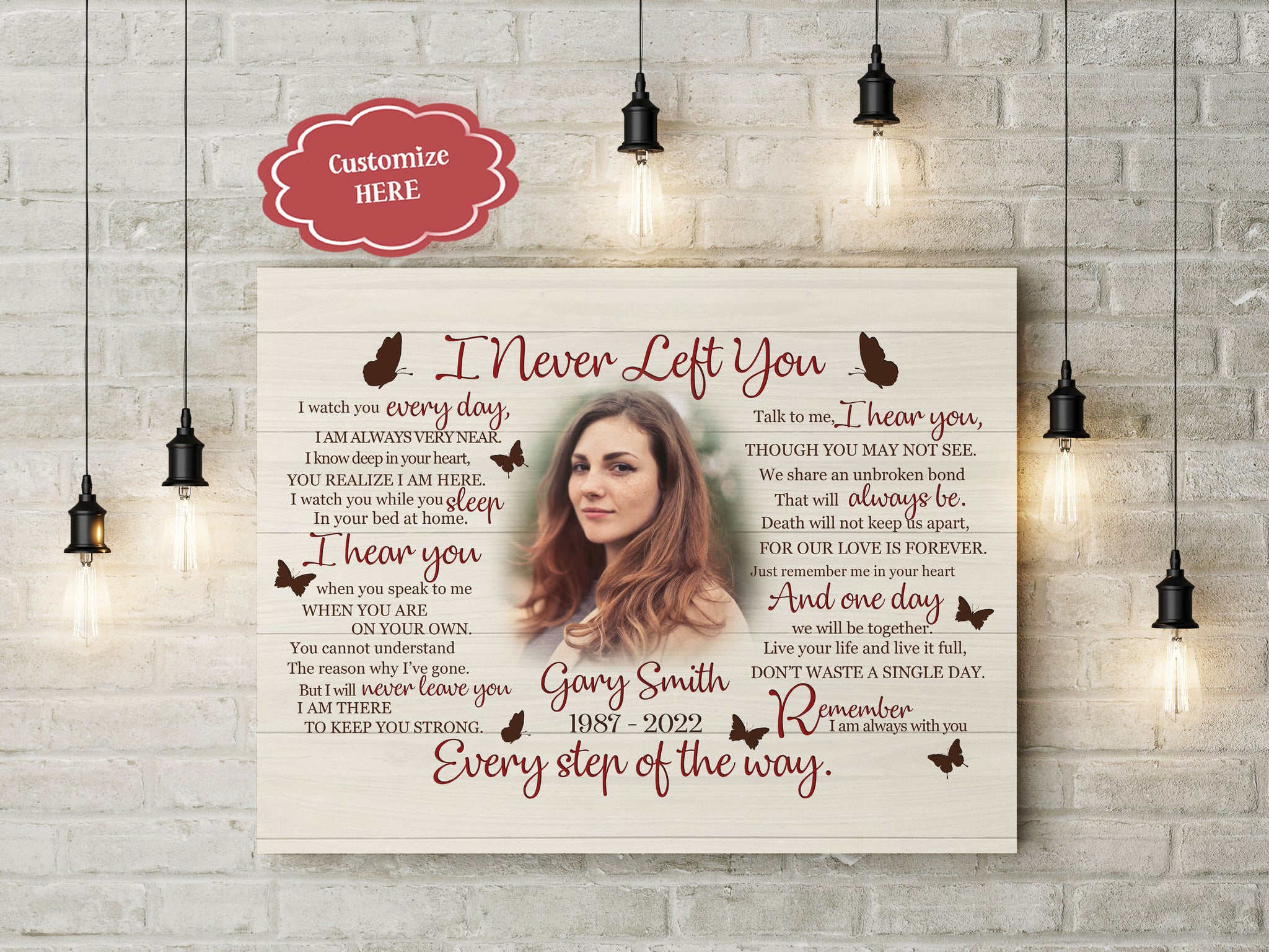 I Never Left You Personalized Sympathy Canvas for Loss of Loved One, Memorial Gifts for Loss of Sister Daughter - VTQ125