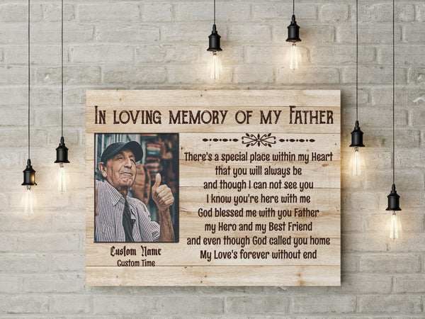 Father Memorial Custom Canvas| In Loving Memory of Father, Sympathy Gift for Loss Father, Dad Memorial JC888