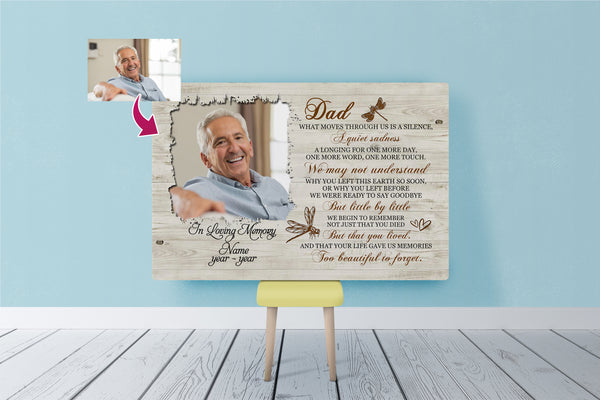 Dad Memorial Canvas| Personalized Photo&Name| Too Beautiful to Forget| Dad Remembrance| Sympathy Gift for Loss of Father| N1802 Myfihu