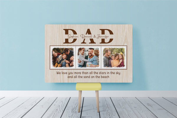 Dad Gift Custom Photo Collage Matte Canvas Fathers Day Gift for Daddy Personalized Birthday Christmas| N2543